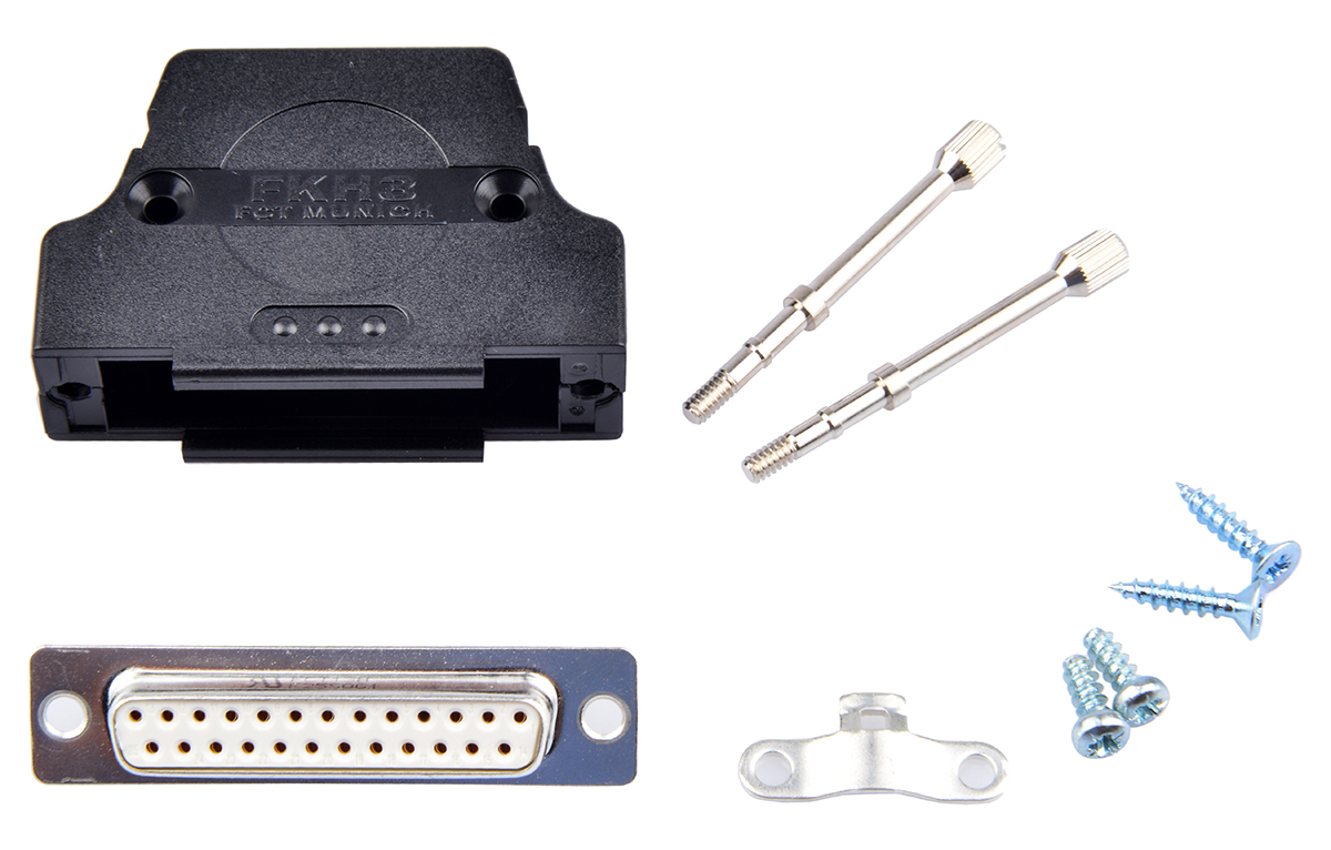 FCT from Molex FKH 25 Way Straight Panel D-Sub Connector, with Hood, Screw Male/Female