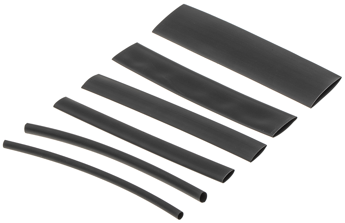 Alpha Wire Heat Shrink Tubing, Black 2:1 Ratio, FIT Shrink Tubing Series