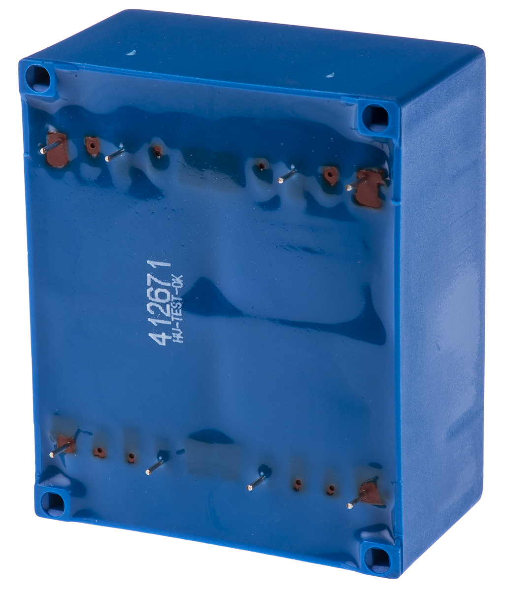 fl-2424 Block 24 V ac 2 Output Pin PCB Transformer, VDE 0570 Teil 2-4, IEC 61558-2-1, UL 94 V-0, DIN EN 61558-2-6, C-UL-US, VDE
