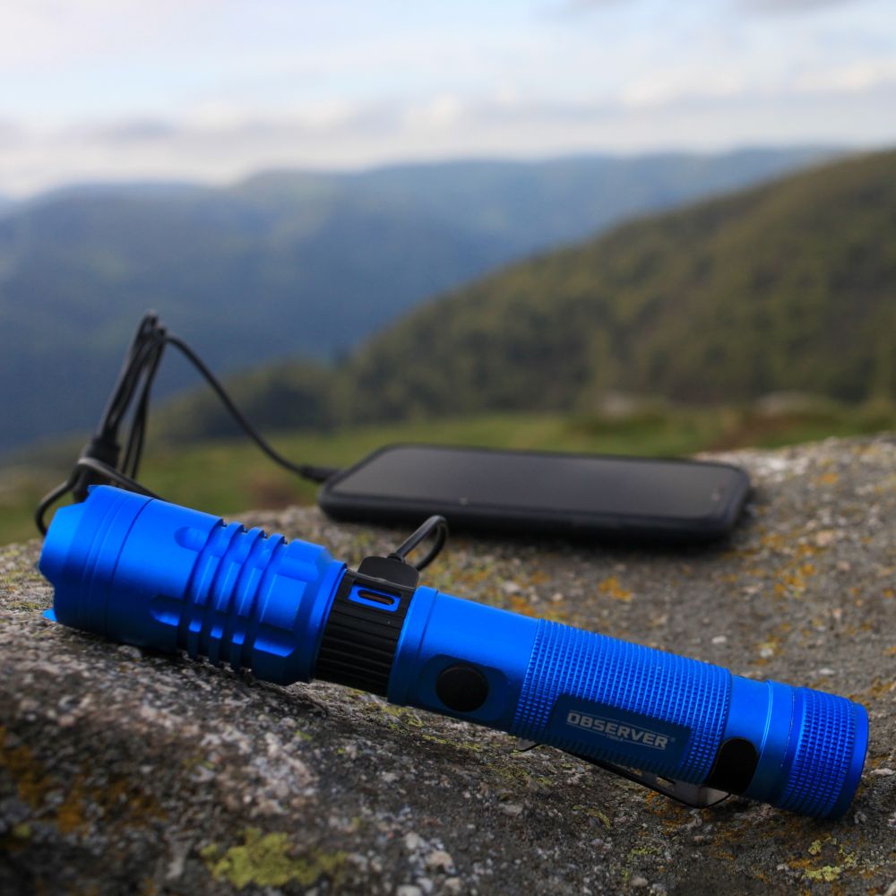 fl1000-b Observer Tools LED Torch Blue Rechargeable