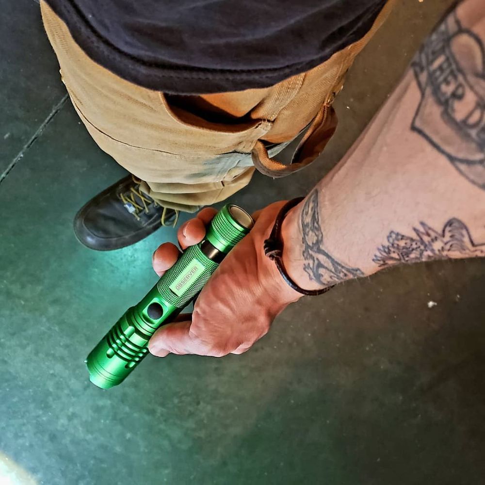 fl1000-g Observer Tools LED Torch Green Rechargeable