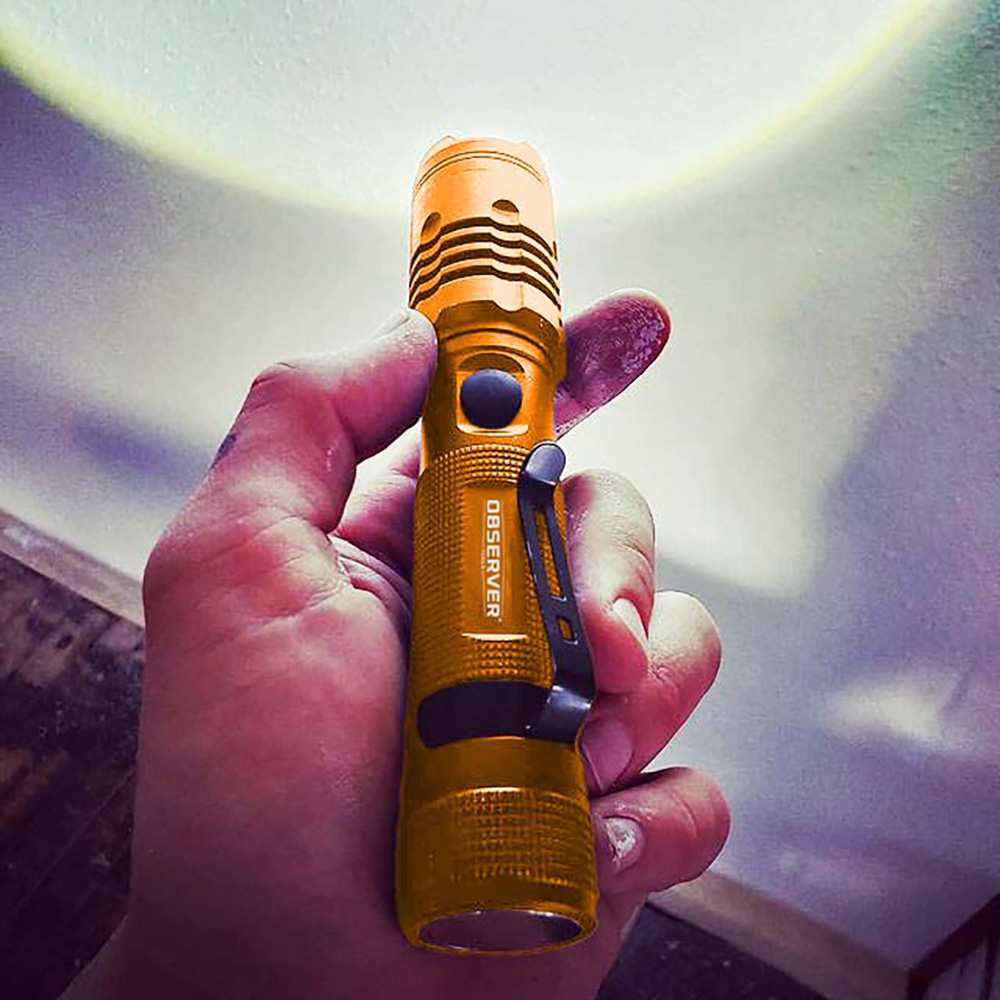 fl1000-o Observer Tools LED Torch Orange Rechargeable
