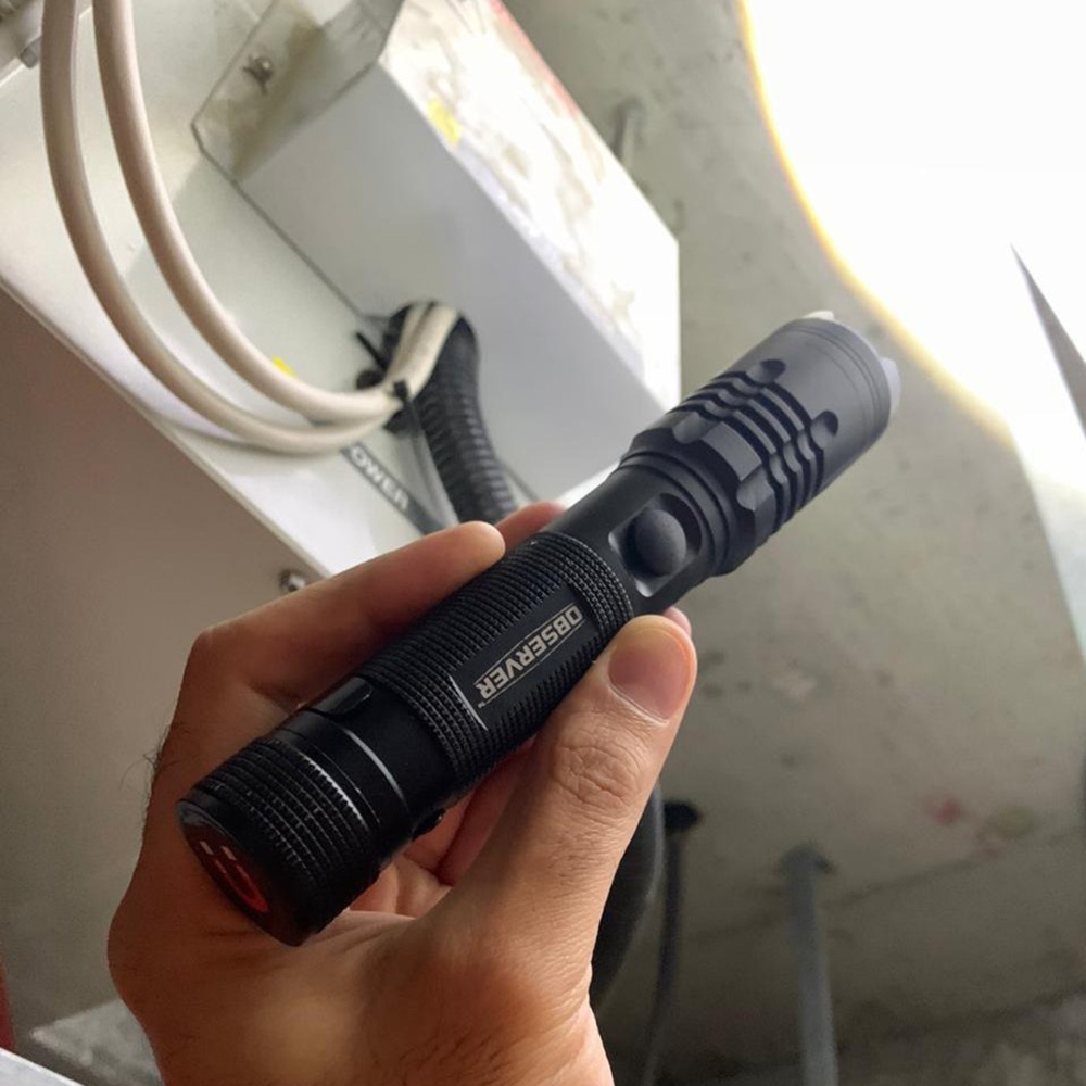 fl1000 Observer Tools LED Torch Black Rechargeable