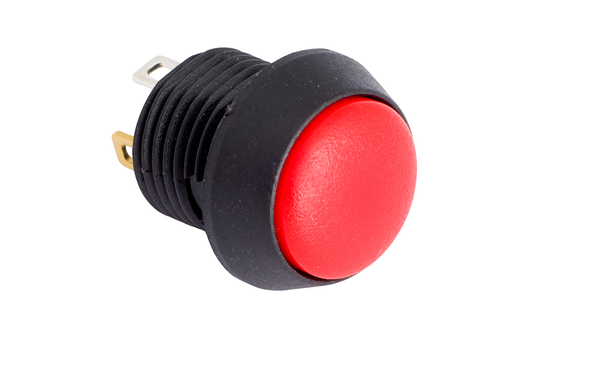 EOZ FL Series Illuminated Push Button Switch, Momentary, Panel, 13.5 mm Cutout, SPST, Red LED, IP67 2.5 kV ac