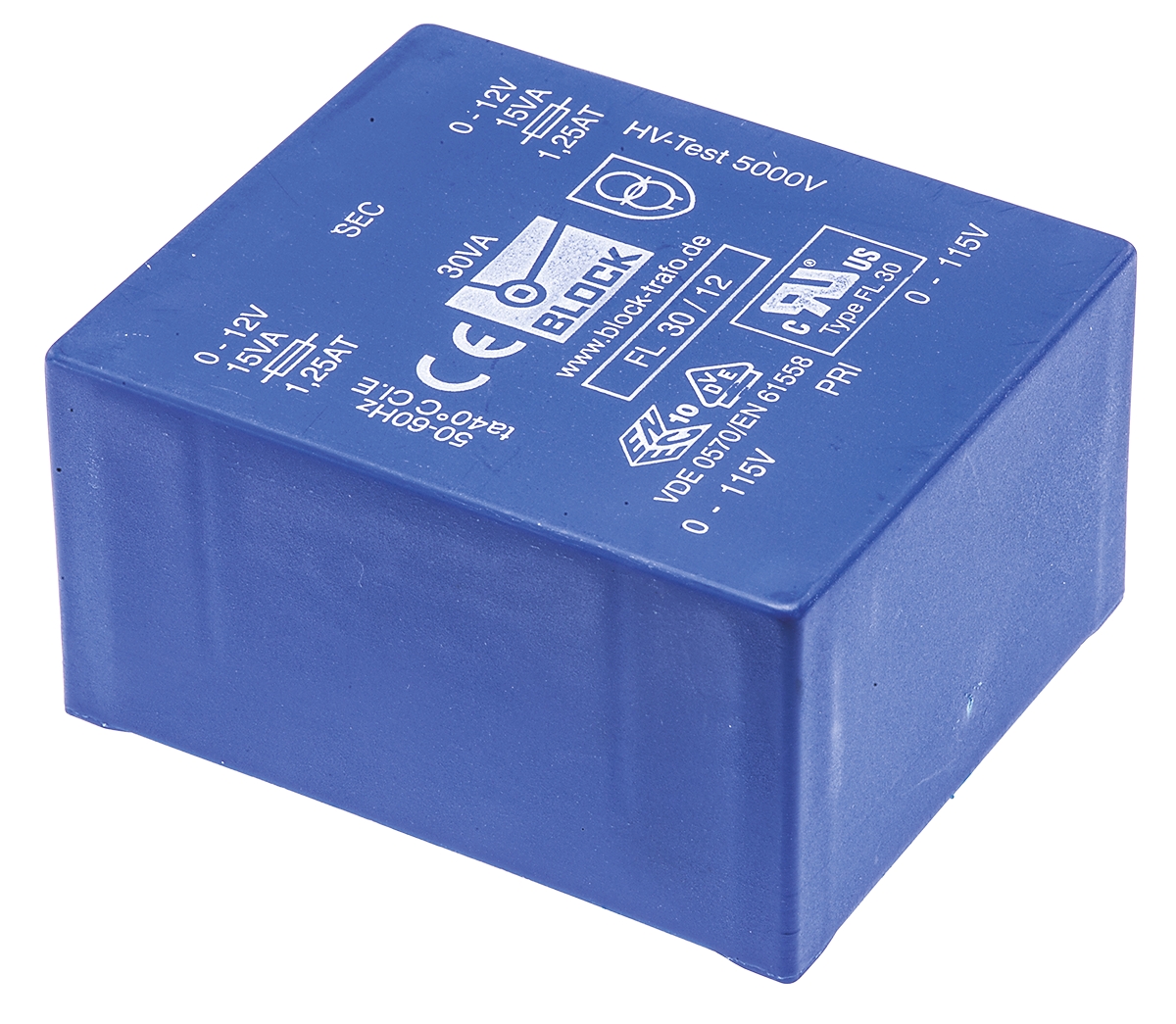Block 12 V ac 2 Output Pin PCB Transformer, DIN EN 61558-2-1, VDE 0570 Teil 2-1, VDE 0570 Teil 2-6, VDE 0570 Teil 2-4,