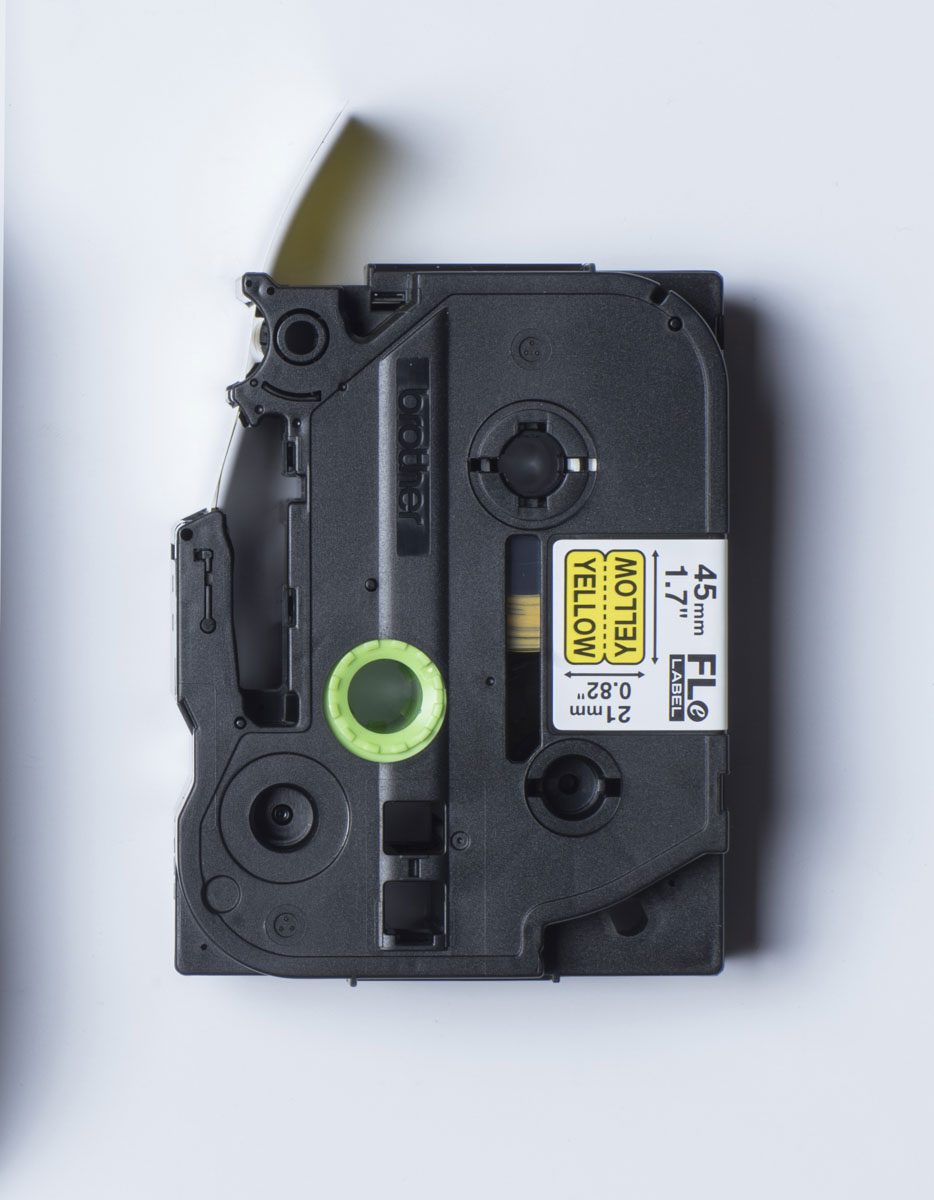 fle6511 Brother Black on Yellow Label Printer Tape, 45 mm Width, 45 mm Label Length, 21 mm Label Width