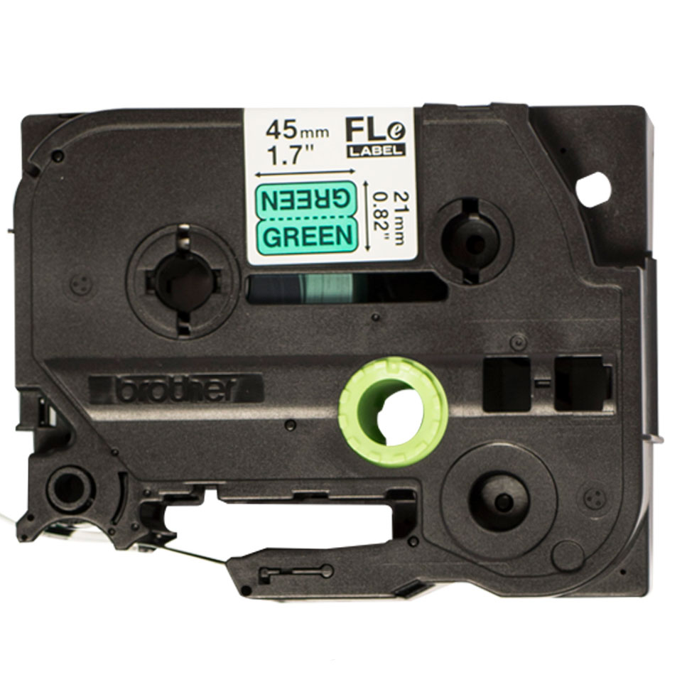 fle7511 Brother Black on Green Label Printer Tape, 45 mm Width, 45 mm Label Length, 21 mm Label Width