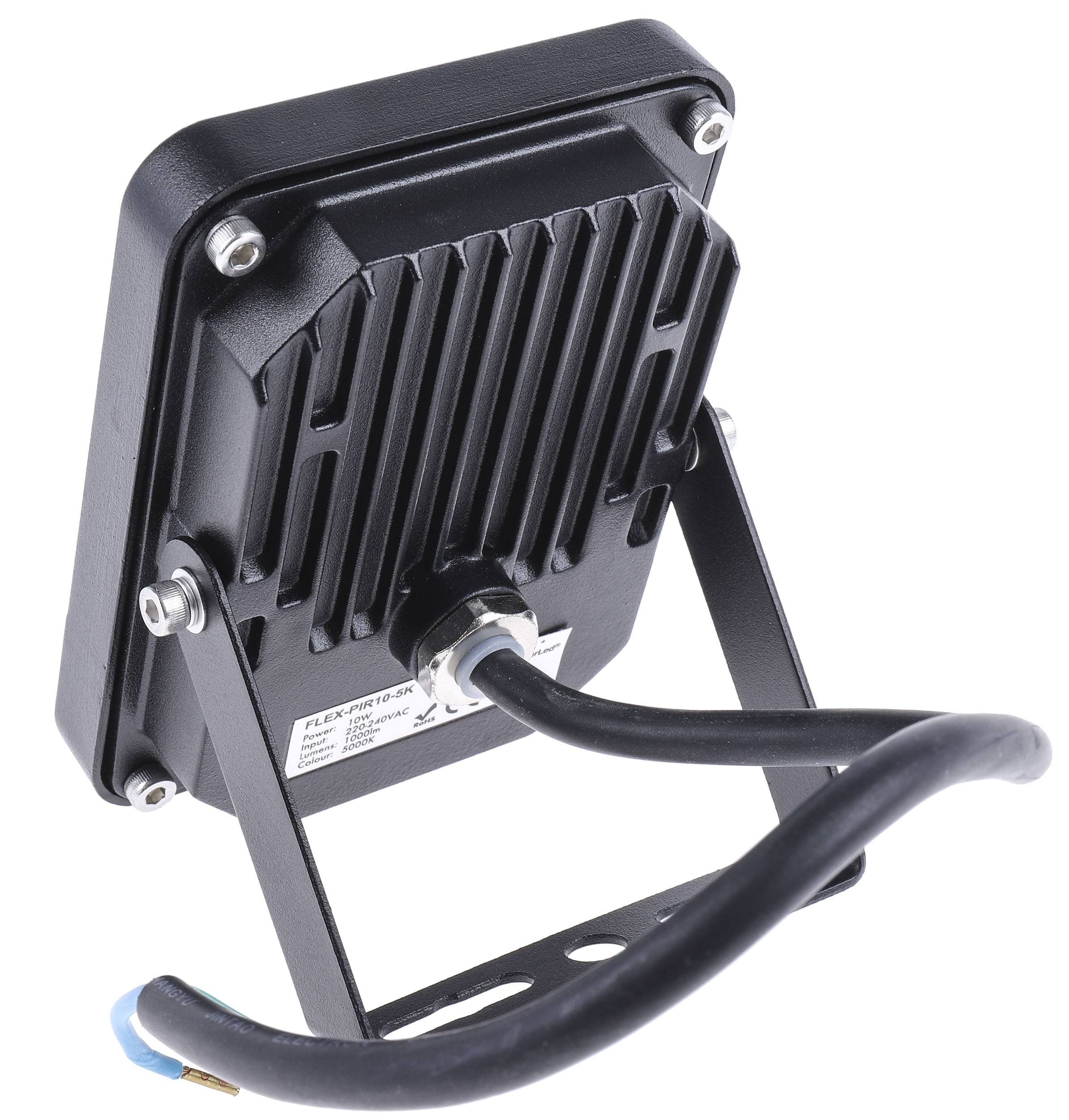 flex-pir-10-5k PowerLED Flex-PIR PIR Included Floodlight, 2835 LED, 10 W Black, 1000 lm, IP65, 265V ac