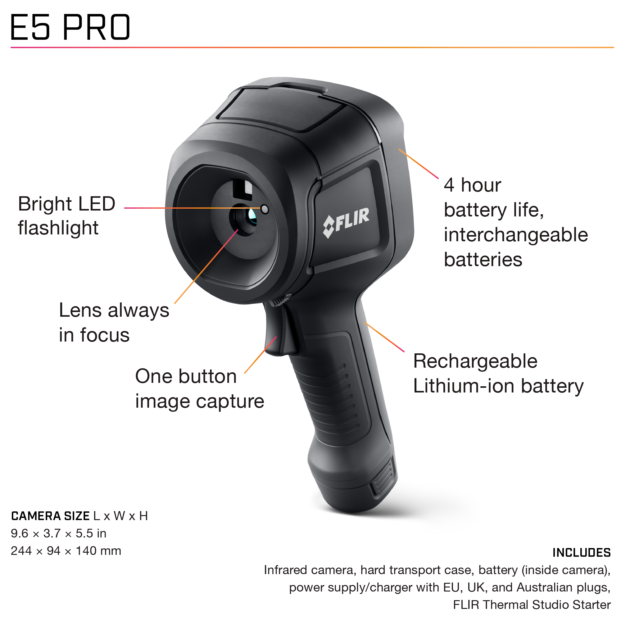 flir-e5-pro FLIR E5 Pro Ex PRO WiFi Thermal Imaging Camera with WiFi, 400 °C 160 x 120 pixel Detector Resolution