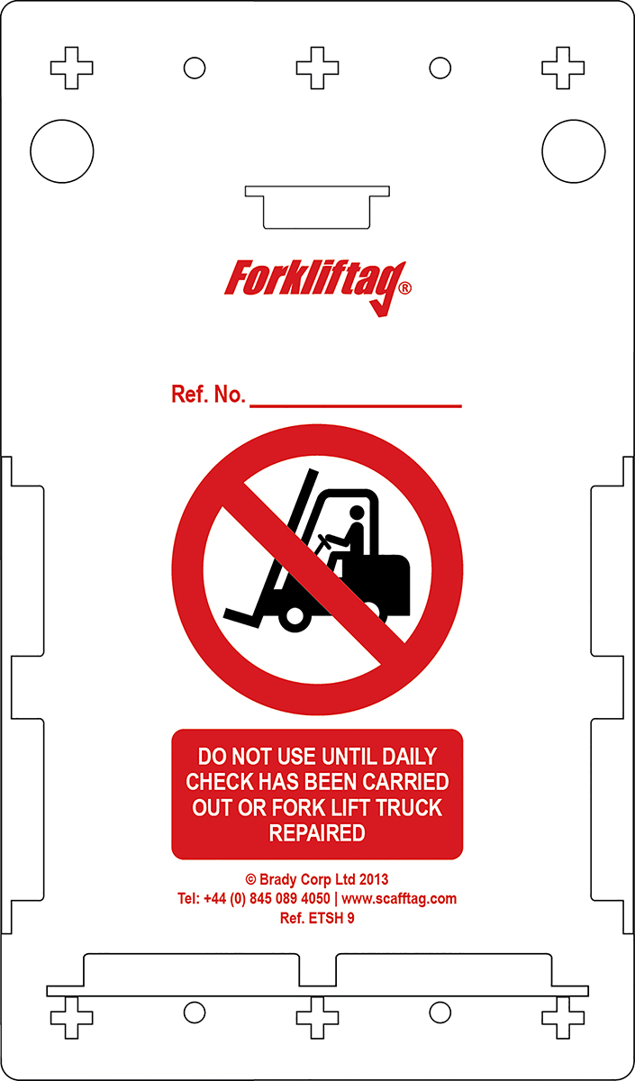 Brady Red on White Safety Forklift Tag, English Language, 10 Per Pack per Pack