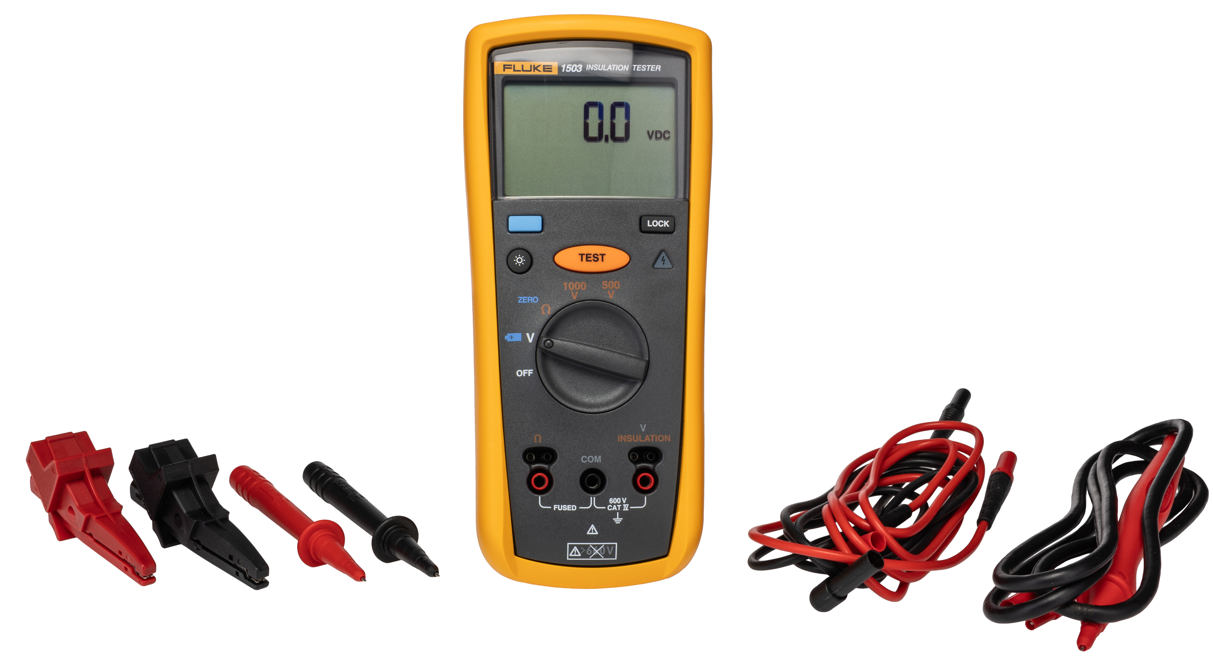 fluke-1503 Fluke 1503 Insulation Tester, 500 V Min, 1000 V Max, 2000 mΩ CAT IV, CAT III, RSCAL