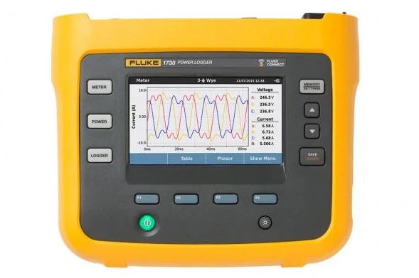 fluke-1736eus-gold Fluke 1736/EUS Three Phase Power Energy Monitor, Bluetooth, WiFi, USB, 4 Channel