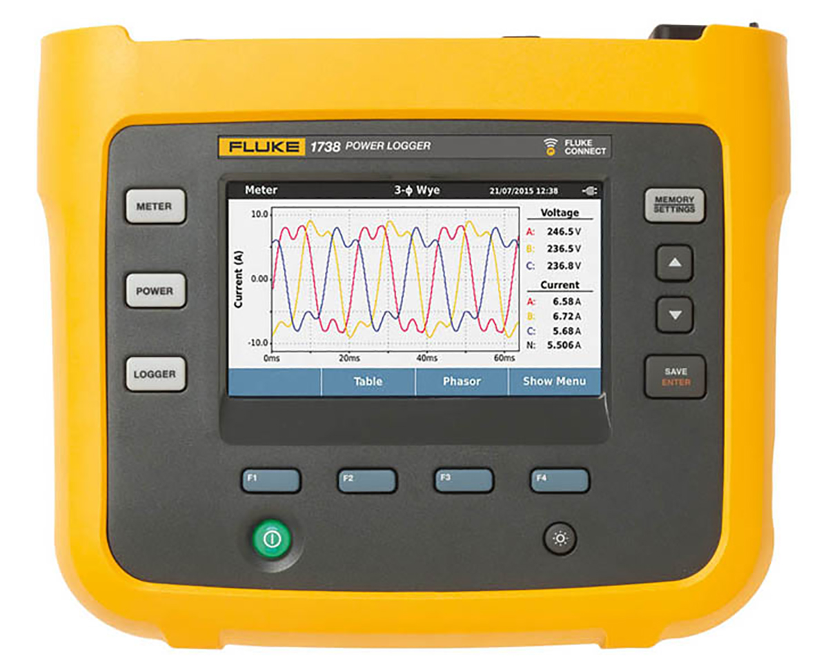 Fluke 1738 Three Phase Power Energy Monitor & Logger, USB, WiFi, Bluetooth, 4 Channel