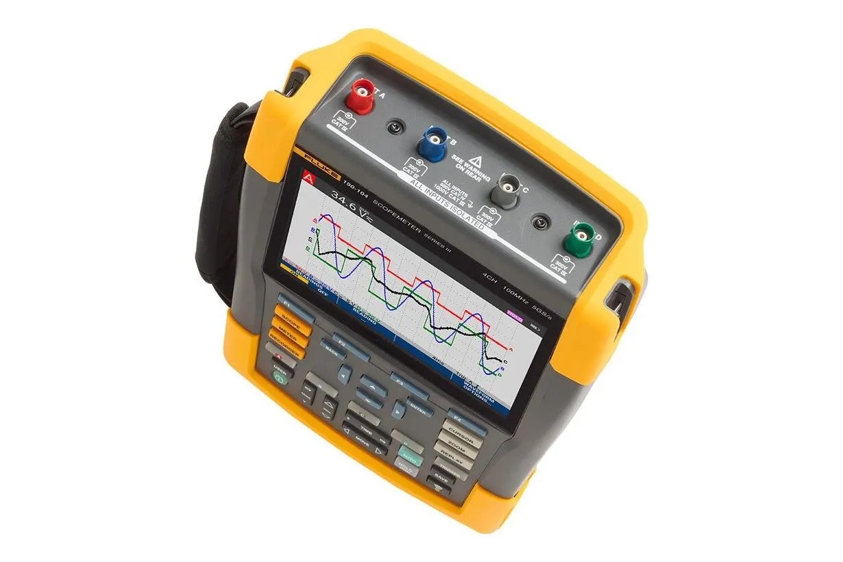 Fluke ScopeMeter III Series, 100 MHz Portable Oscilloscope, 4 Channels, RSCAL