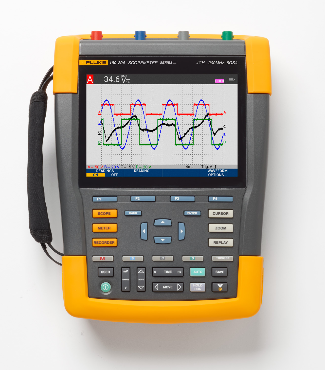Fluke ScopeMeter III Series, 200 MHz Portable Oscilloscope, 4 Channels