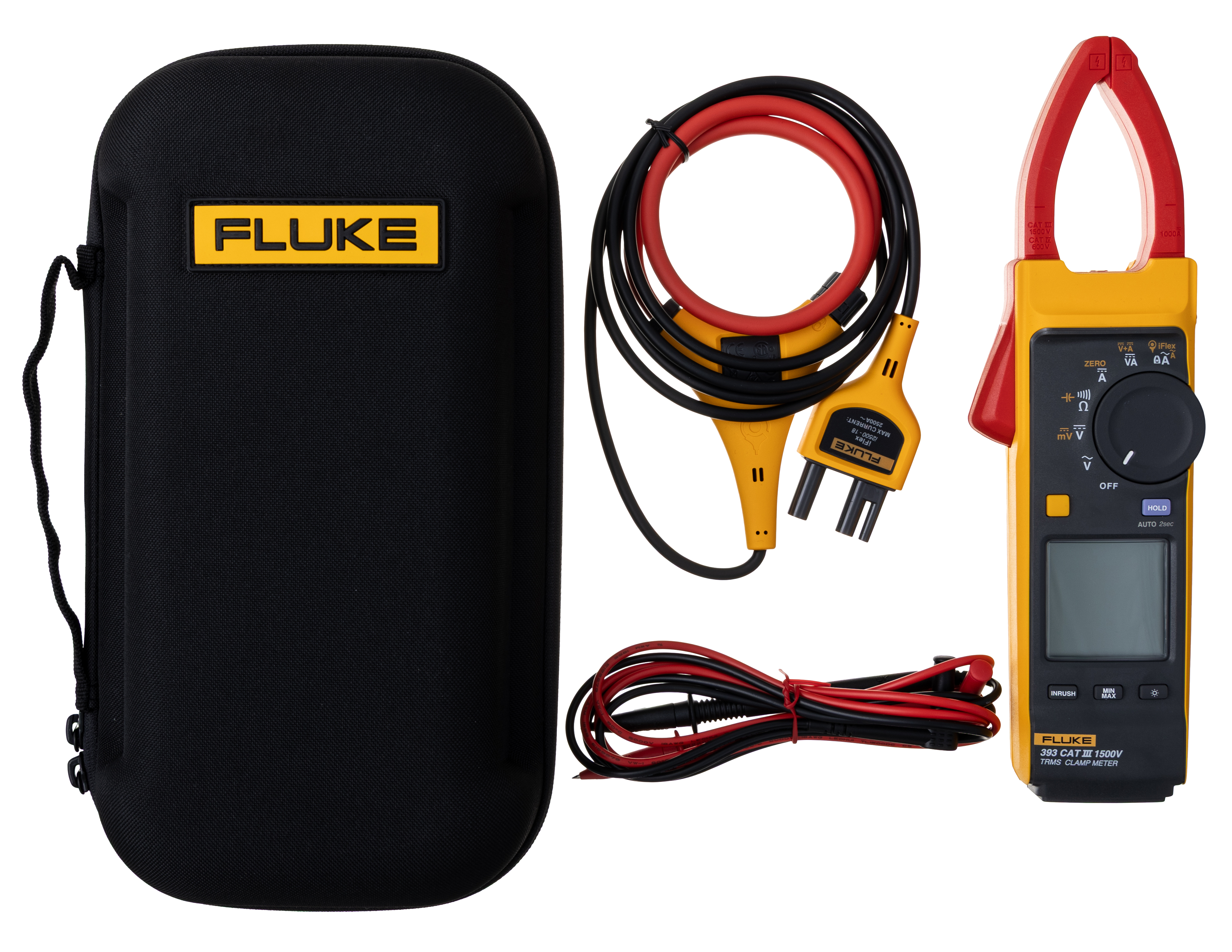Fluke 393/E Clamp Meter, 1000 A dc 2500 A ac 1500 V dc 1000 V ac CAT IV, CAT III
