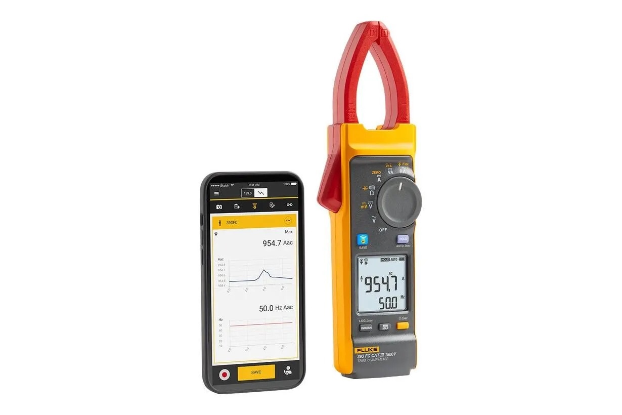 fluke-393fce Fluke 393FC/E Clamp Meter, 999.9 A 999.9 A 1500 V dc 1000 V ac CAT III, CAT IV