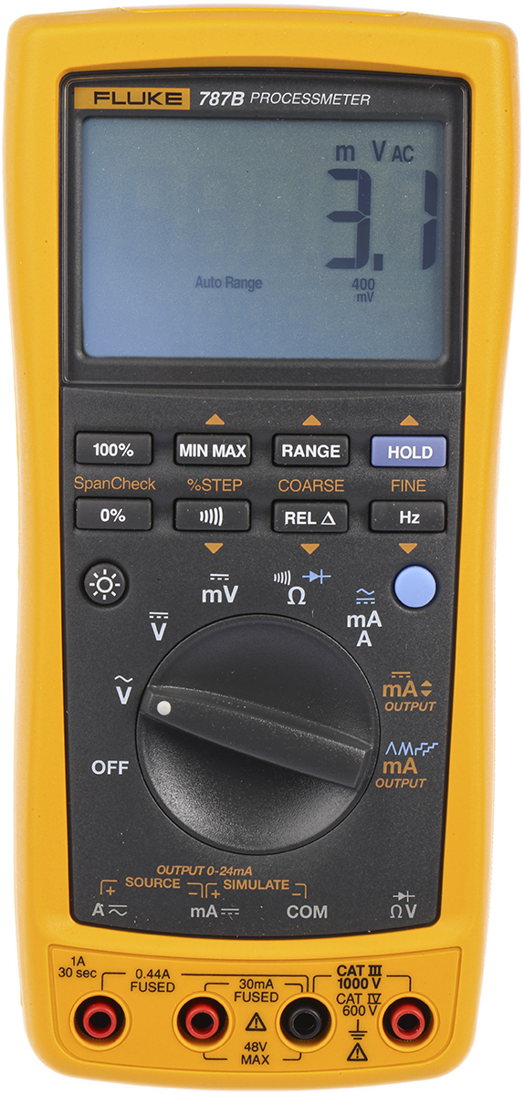 Fluke 787B 787B Handheld Digital Multimeter True RMS, 1 A, 1 A, 1000 V, RSCAL Calibrated