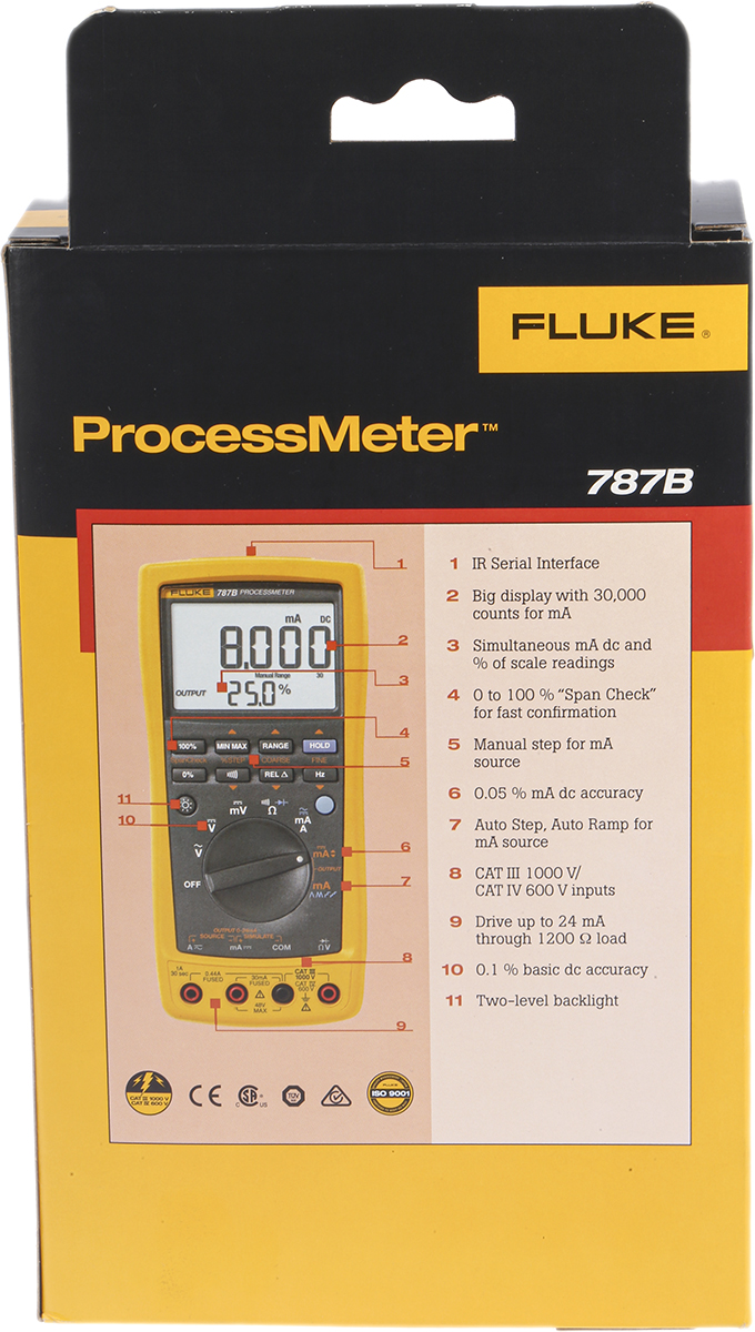 fluke-787b Fluke 787B 787B Handheld Digital Multimeter True RMS, 1 A, 1 A, 1000 V, RSCAL Calibrated
