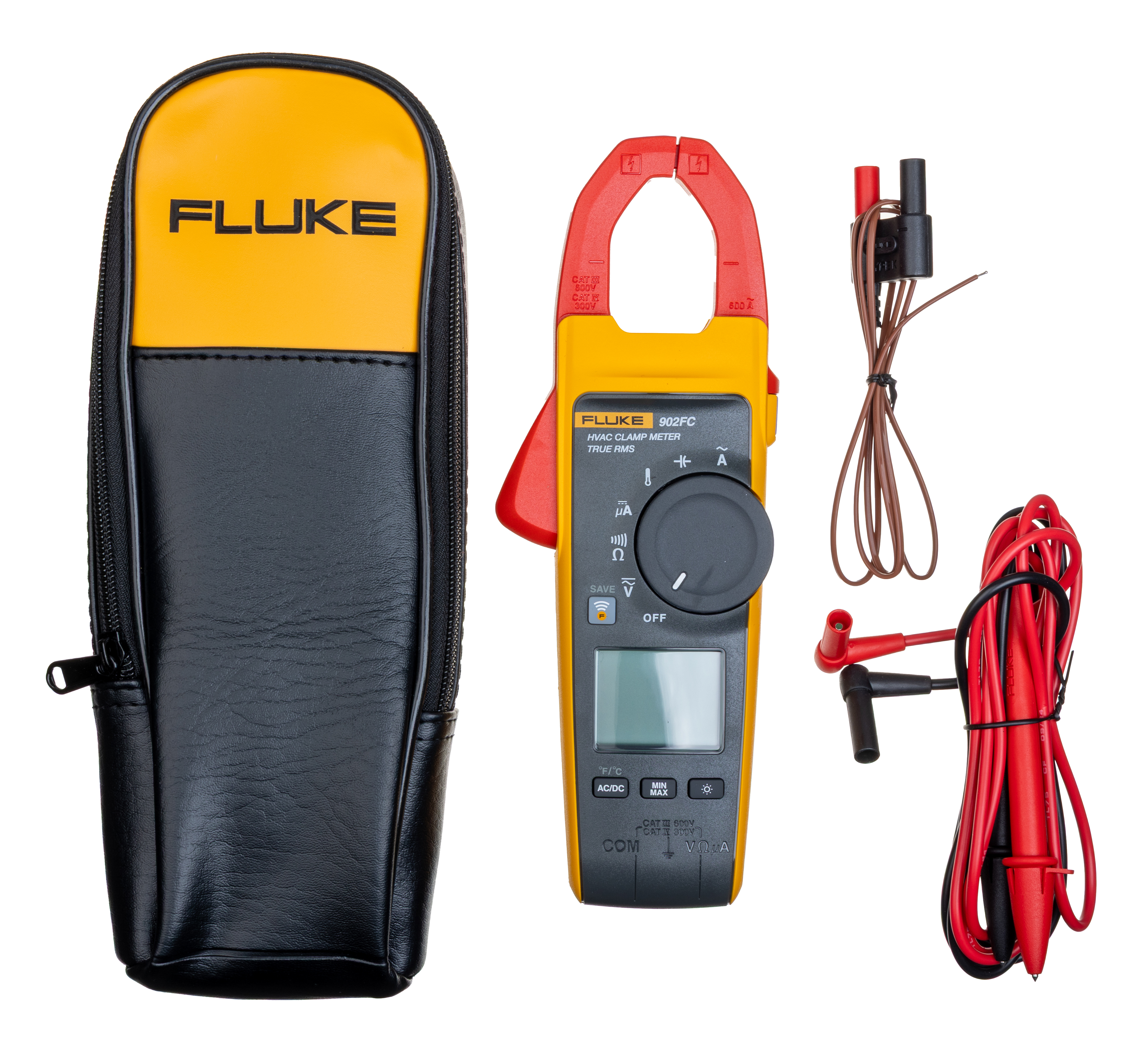 Fluke 902 FC Clamp Meter, 200 μA 600 A 600 V dc 600 V ac CAT III, CAT IV Non-Contact Voltage Detector, UKAS