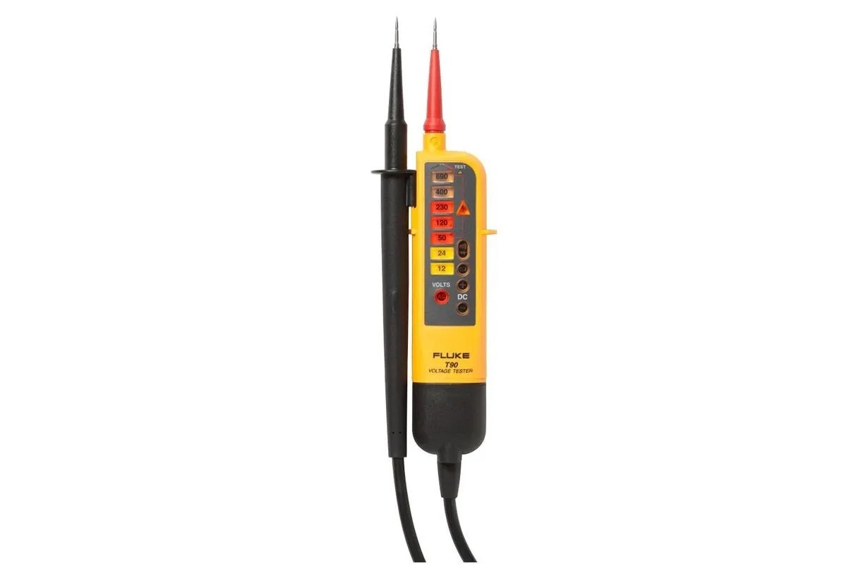 Fluke T90, Digital Voltage Tester, 690V ac/dc Continuity Check, Battery Powered CAT II, CAT III, RSCAL, FLUKE T90