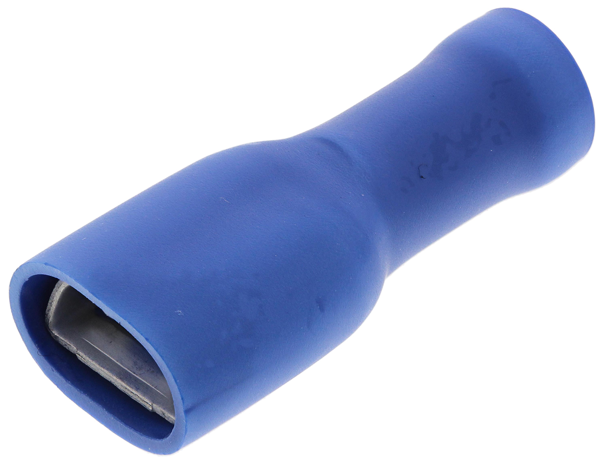 JST FLVDDF Blue Insulated Female Spade Connector, Receptacle, 6.35 x 0.8mm Tab Size, 1mm² to 2.6mm²