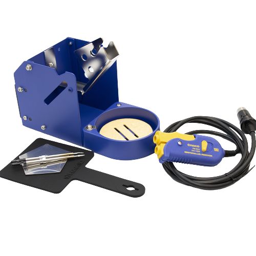 Hakko 140W Electric Soldering Tweezers, kit contents: Component Bed, FH200-04 Iron Stand, B2300 Heat Resistant Pad, T9-I