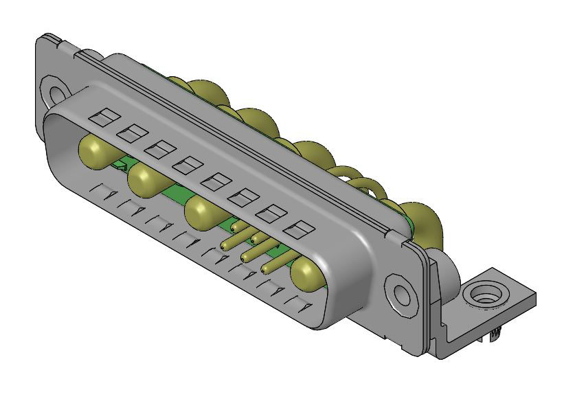 FCT from Molex 173107 9 Way Right Angle PCB D-Sub Connector Female 2.54 mm Pitch, with 4 to 40 Screw Lock