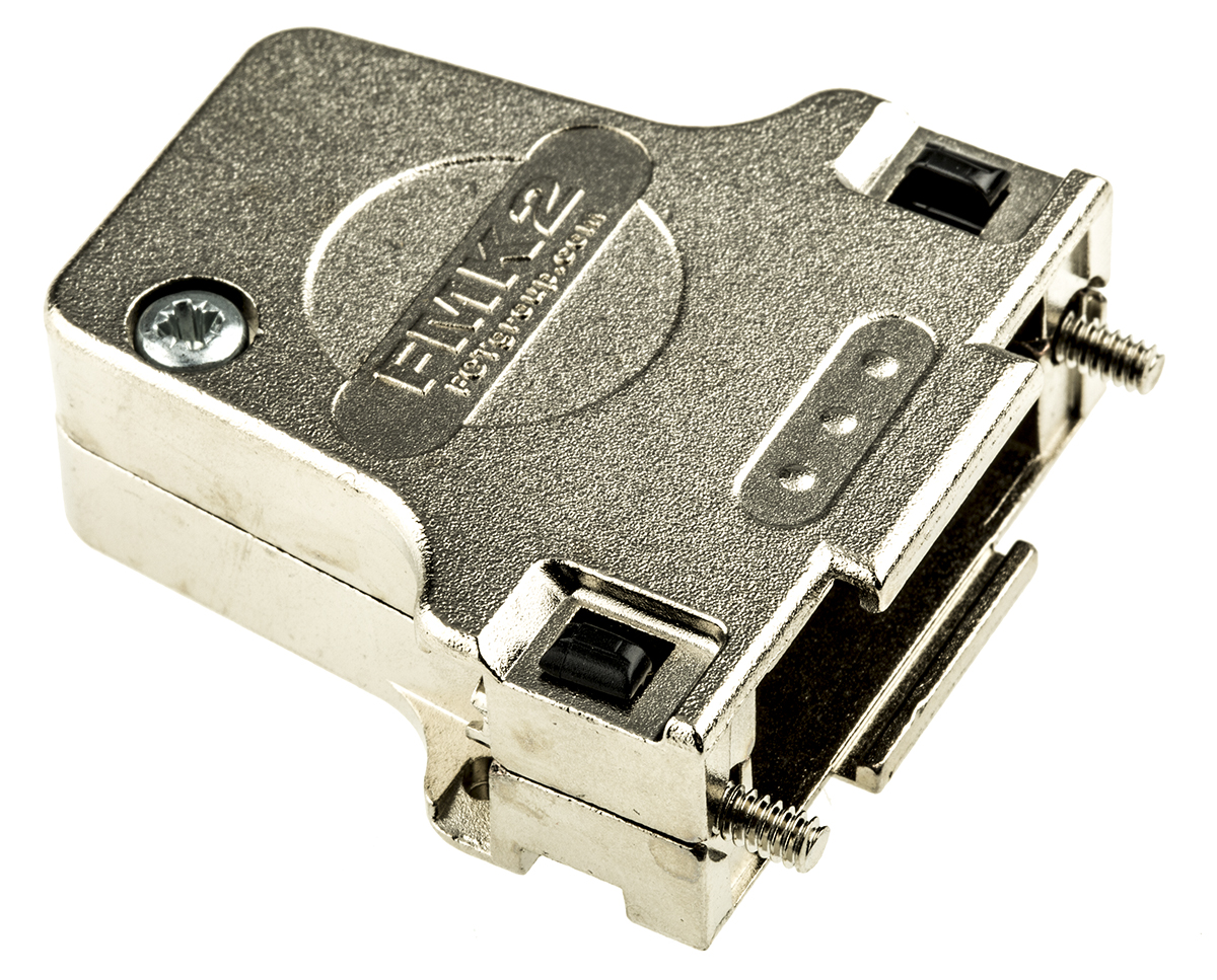 FCT from Molex 172704 Series Die Cast Zinc Angled D-Sub Backshell, 15 Way