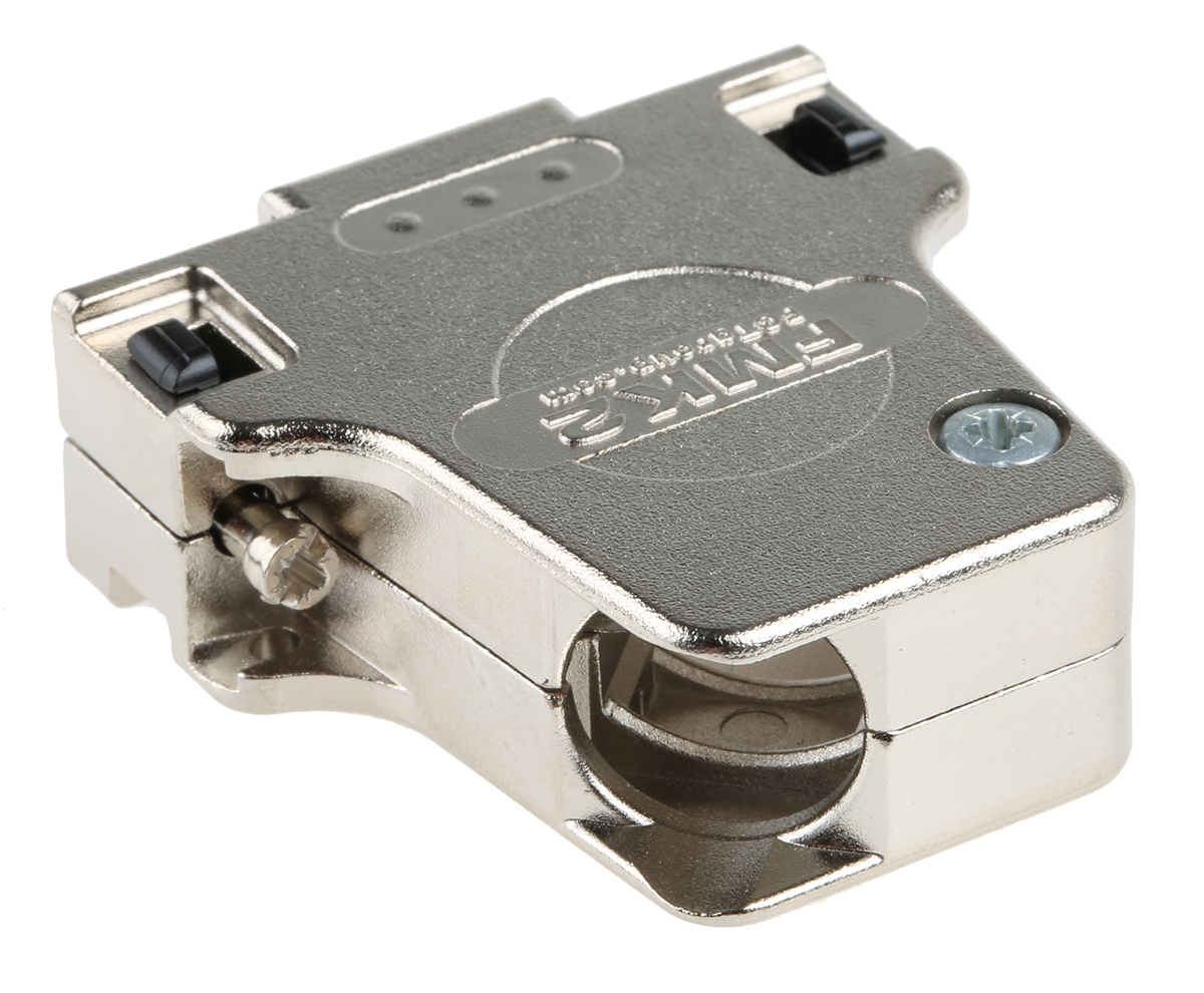 FCT from Molex FMK Series Die Cast Zinc Angled D-Sub Backshell, 15 Way Strain Relief