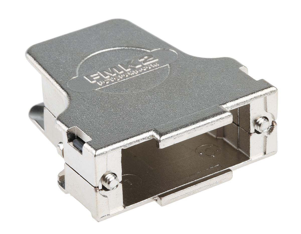 fmk2-k201-1731110061 FCT from Molex FMK Series Die Cast Zinc Angled D-Sub Backshell, 15 Way Strain Relief