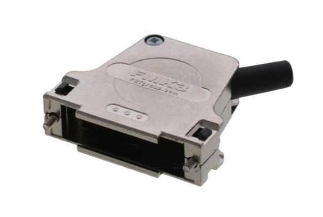fmk3-1727040099 FCT from Molex FMK Series Die Cast Zinc Angled D-Sub Backshell, 25 Way Strain Relief