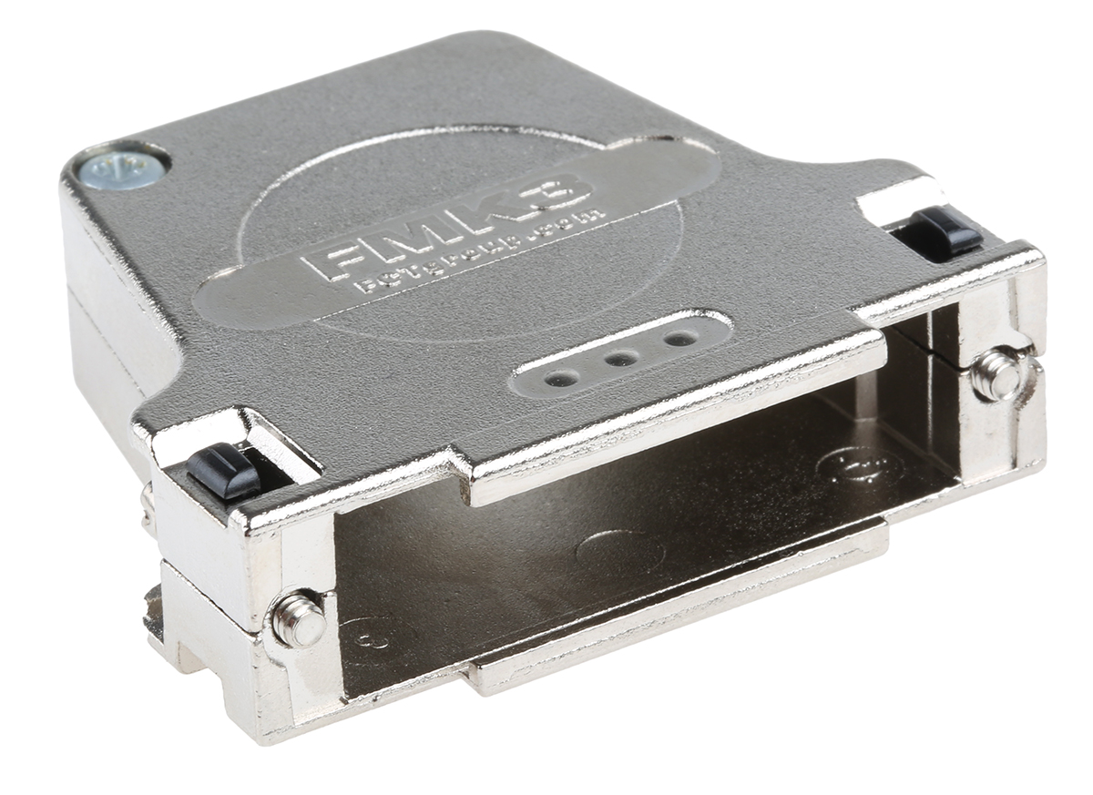 fmk3-k201-1731110062 FCT from Molex FMK Series Die Cast Zinc Angled D-Sub Backshell, 25 Way Strain Relief