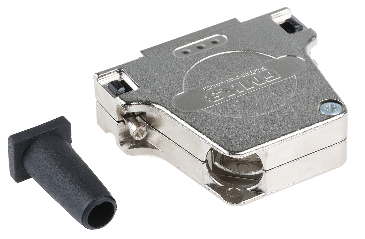 fmk3-k201-1731110062 FCT from Molex FMK Series Die Cast Zinc Angled D-Sub Backshell, 25 Way Strain Relief