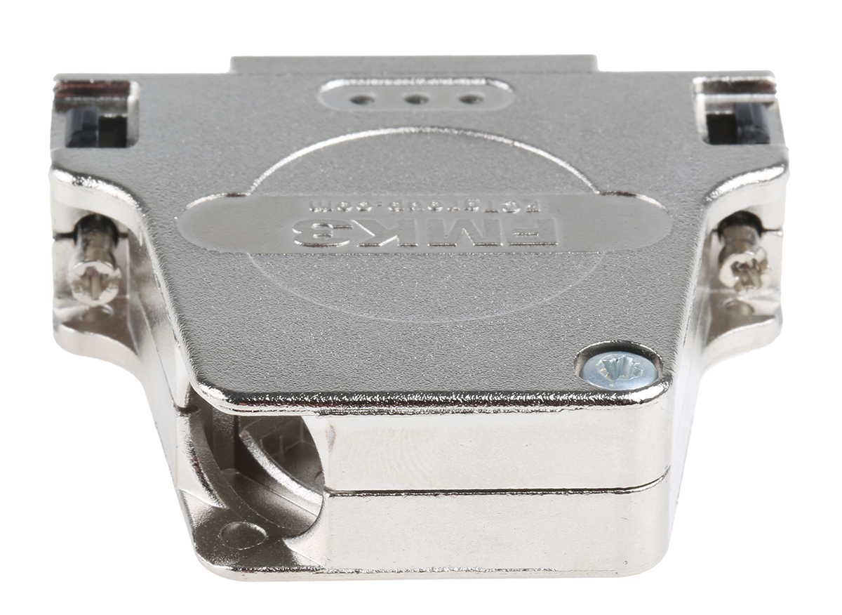 fmk3-k201-1731110062 FCT from Molex FMK Series Die Cast Zinc Angled D-Sub Backshell, 25 Way Strain Relief