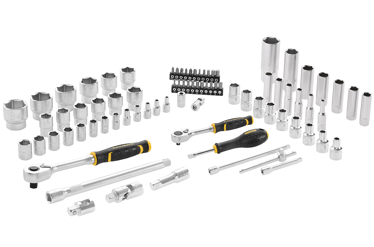 Stanley 81-Piece 1/2 in, 1/4 in 6 Point, Hexagon Socket, Phillips, Pozidriv, Slotted, Torx Socket Set