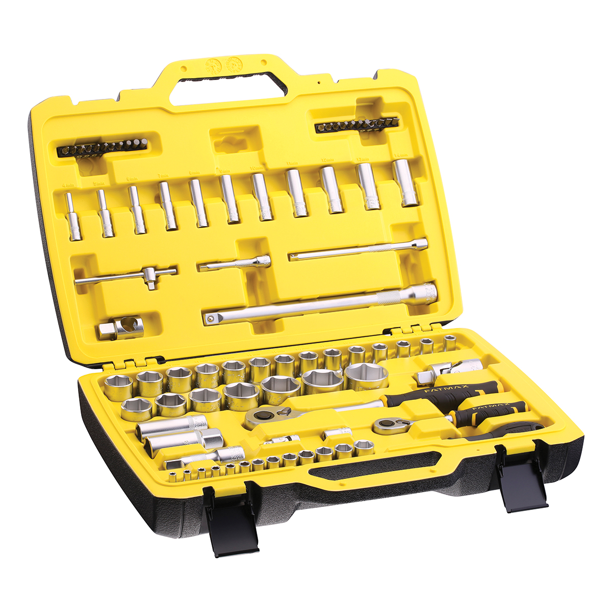 fmmt82826-1 Stanley 81-Piece 1/2 in, 1/4 in 6 Point, Hexagon Socket, Phillips, Pozidriv, Slotted, Torx Socket Set