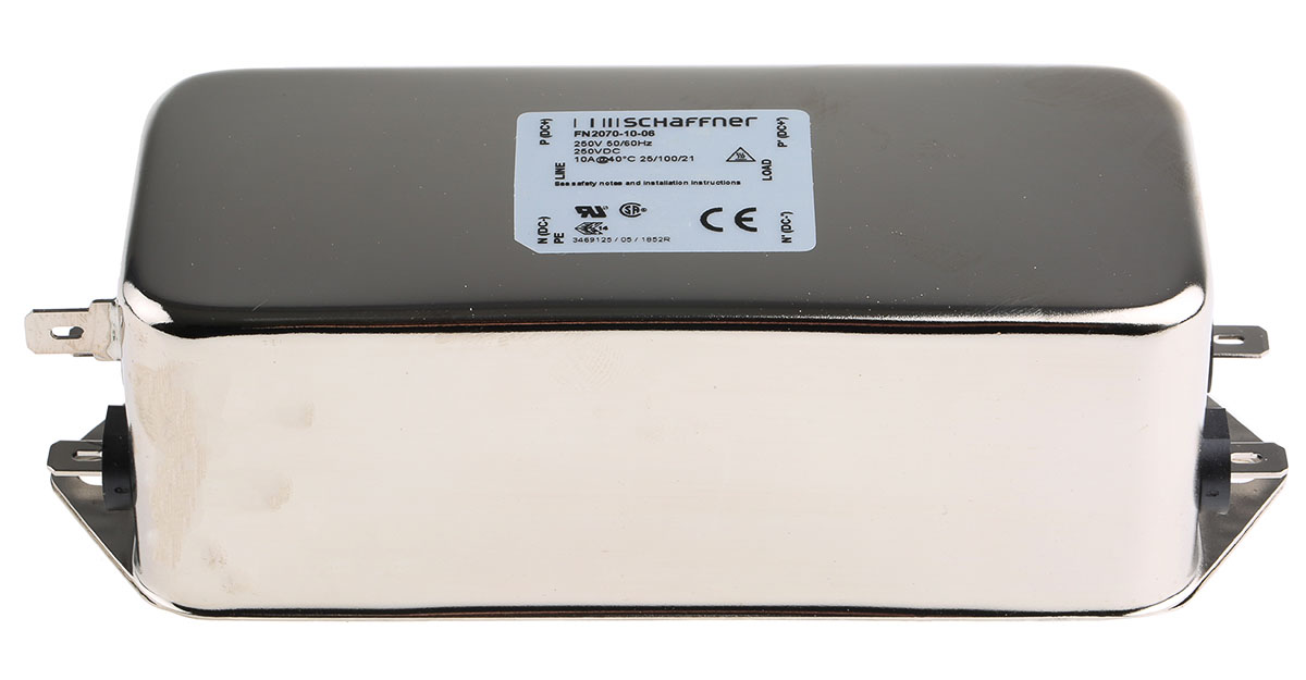 Schaffner, FN2070 10 A 250V ac/dc 400Hz, Chassis Mount EMI Filter, Fast-On 1 Phase