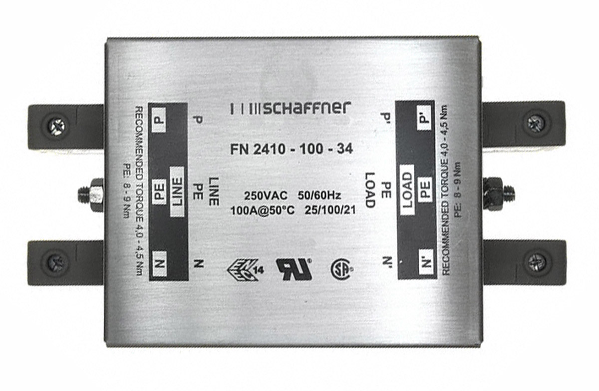 Schaffner, FN2410 100 A 250V ac 400Hz, Chassis Mount EMC Filter, Terminal Block 1 Phase