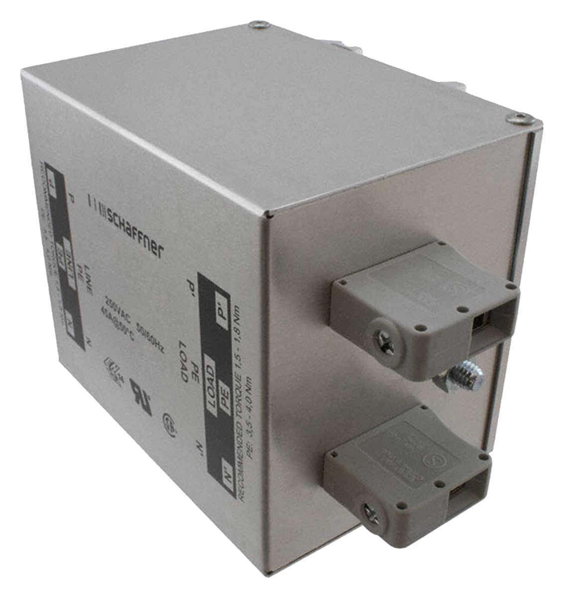 Schaffner, FN2412H 16 A 520V ac 400Hz, DIN Rail EMC Filter, Terminal Block 2 Phase