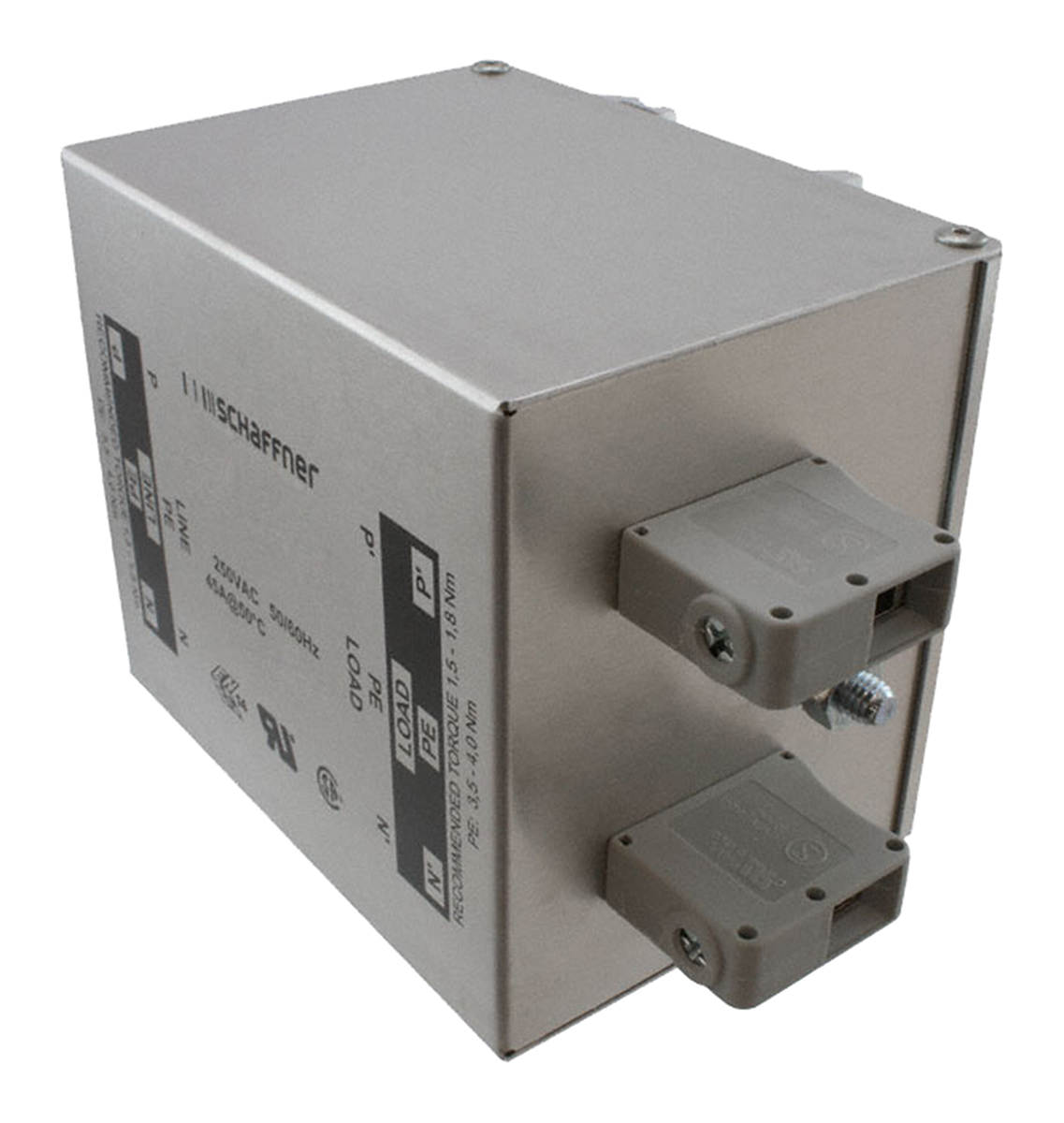 Schaffner, FN2412H 8 A 520V ac 400Hz, DIN Rail EMC Filter, Terminal Block 2 Phase