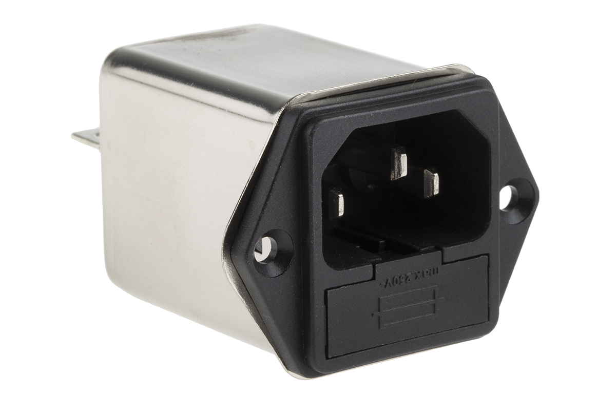 Schaffner FN261-4-06, 250V ac 4A Panel Mount IEC Filter Male 1 Fuse, Faston