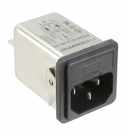 Schaffner, 250V ac 2A Snap-in IEC Filter Male 1 Fuse, Faston