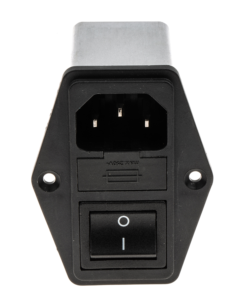 Schaffner, 250V ac 6A Panel Mount IEC Filter Male 2 Pole 2 Fuse, Faston
