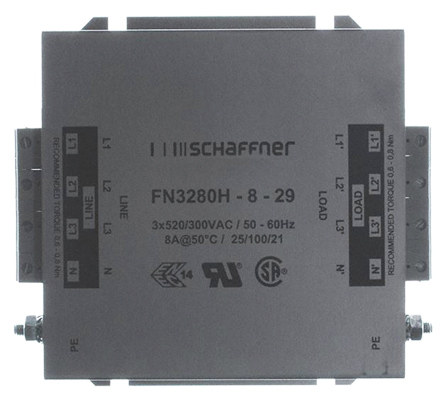 Schaffner, FN3280 8 A 520V ac 60Hz, Chassis Mount EMI Filter, Terminal Block 3 Phase