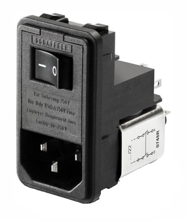 Schaffner, 250V ac 4A Panel Mount IEC Filter Male 2 Pole 2 Fuse, Solder
