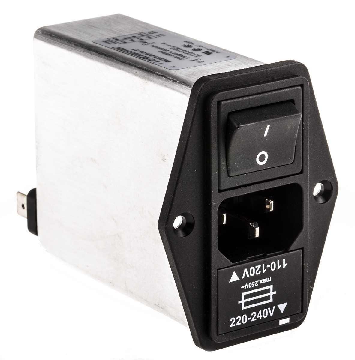 Schaffner, 250V ac 2.5A Panel Mount IEC Filter Male 2 Pole 1 Fuse, Faston