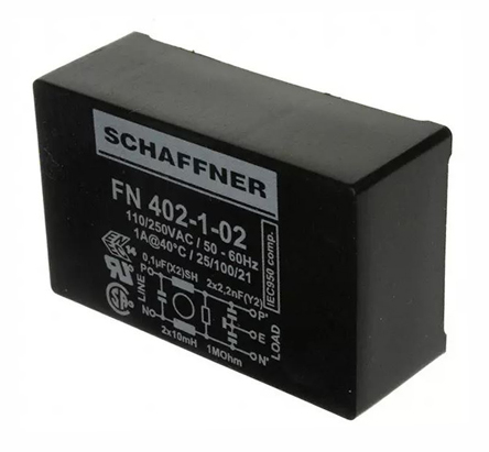 Schaffner, FN402 1 A 250V ac 400Hz, PCB EMI Filter, Pin 1 Phase