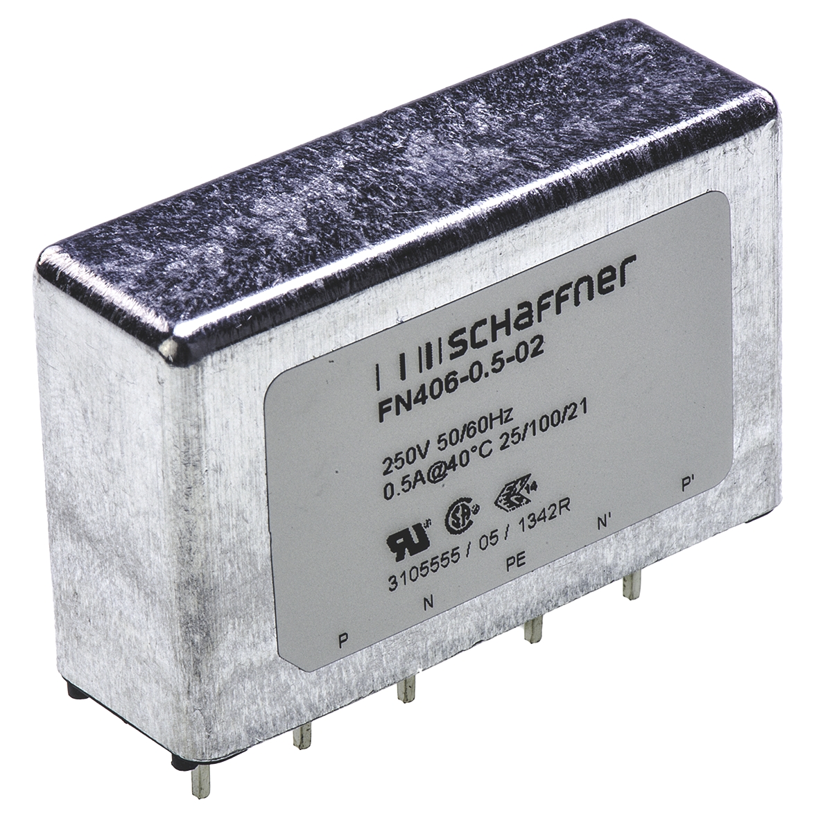 Schaffner, FN406 500 mA 250V ac 400Hz, PCB EMC Filter, Pin 1 Phase