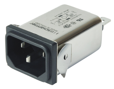 Schaffner FN9222SR-15-06, 250V ac 15A Snap-in IEC Filter Male, Faston